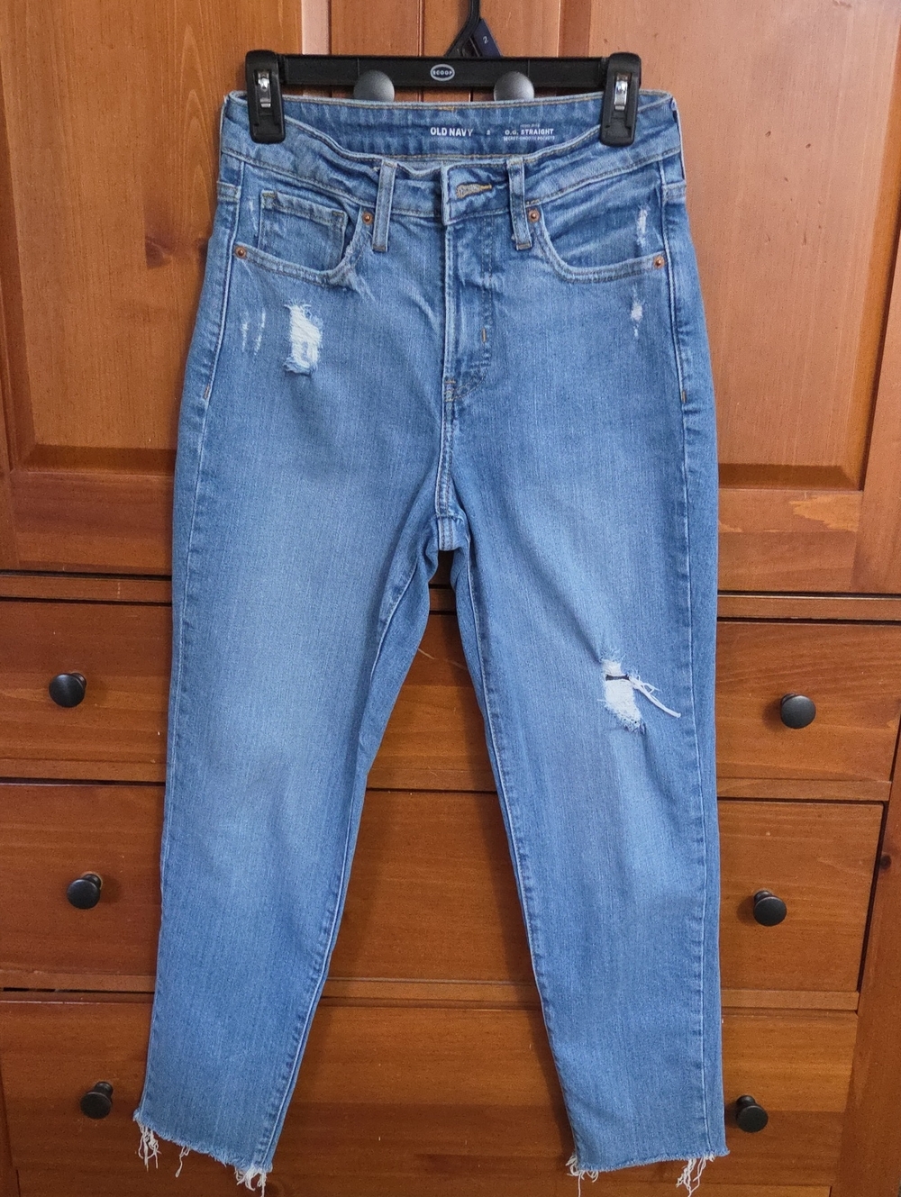 Old Navy Light Blue High-Rise Distressed Straight Jeans